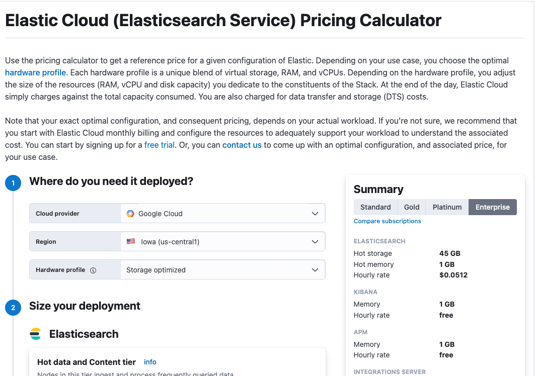 Elastic Pricing Calculator How to Use the Pricing Calculator