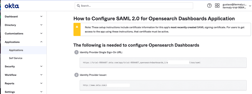 How to configure SAML 2.0 for <Your Application Name>”