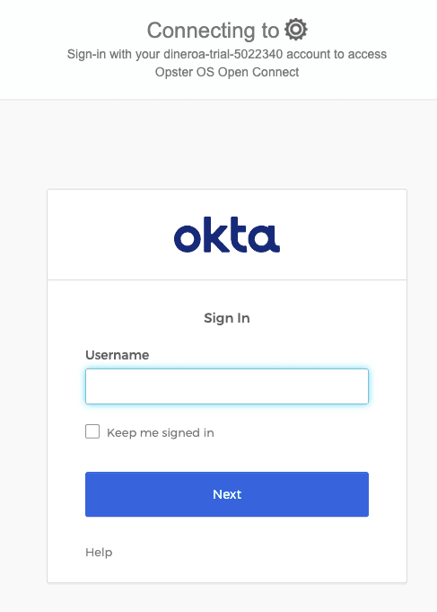Okta sign in page.