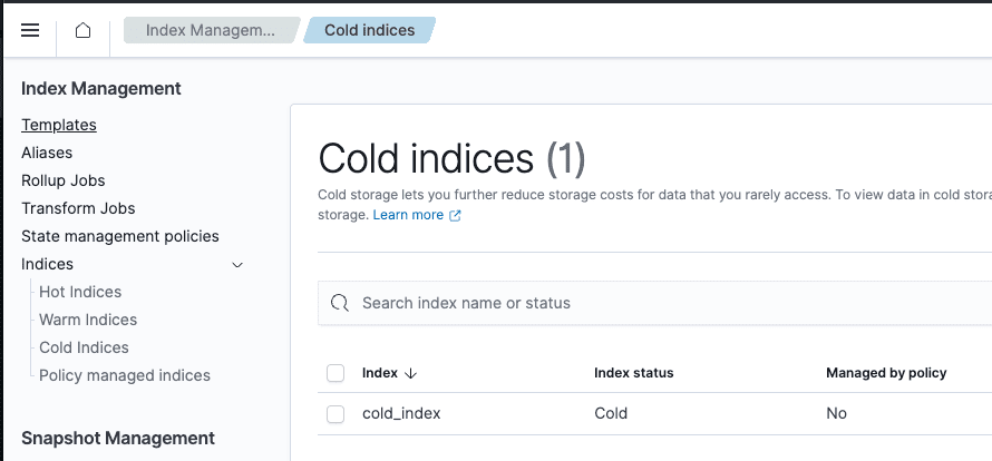 Cold indices in the menu.