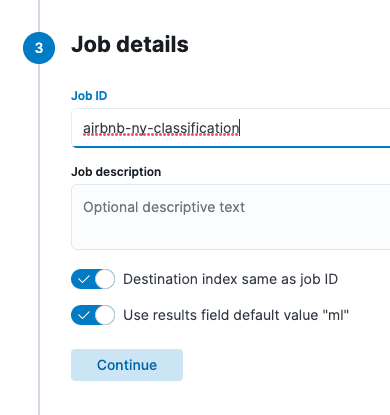 Adding job details when creating the classification model.