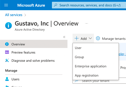 Creating a new Enterprise Application on Azure.
