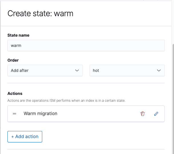 How to create a new ISM Policy and edit an existing one and add the “warm migration” action to the warm state in OpenSearch.